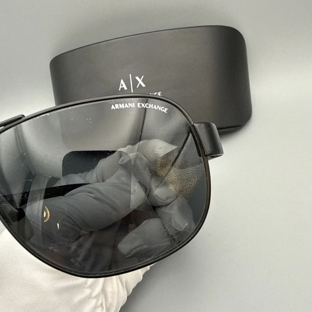 Armani Exchange AC 2012S Rectangular Metal Men's Sunglasses-Satin Black-w/case